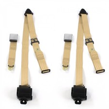 Ford Van 1968-1974 Airplane 3pt Tan Retractable Bucket Seat Belt Kit - 2 Belts