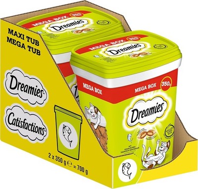 Dreamies Klassiker Katzensnacks Thunfisch Traumhaft knusprige Taschen 2 x 350g