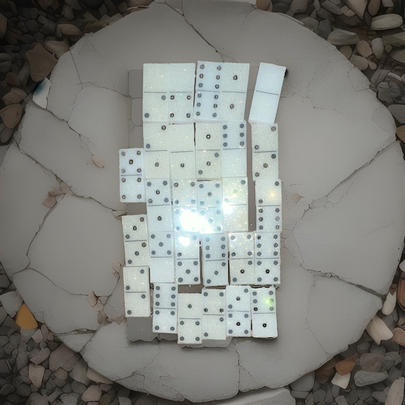 Dominoes Tile Game Pieces/Tiles - White & Black Plastic Domino Tiles