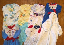 Vtg 90s Baby Clothes Lot Of 8 Carter's Buster Brown  Misc Sleepers And Outfit