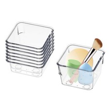 8 Pcs Stackable Clear Drawer Organizers 3x3x2 Inch Square Trays Vanity Storage