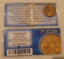 2007 APEC UNC. $1 ONE DOLLAR COIN RAM CARDED DOWNIES MORE LISTED ONE POSTAGE COS