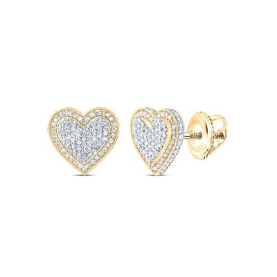 Herz-Ohrstecker 0,91 kt natürlicher Diamant 10 kt Gelbgold