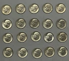 1964 roosevelt dime lot of 20. 90% silver.