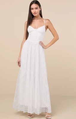Lulus Bia White Lace Bustier Maxi Dress Women's Size XL New With Tags! |  eBay