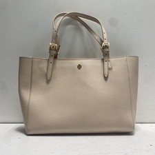 Tory Burch Beige Saffiano Leather York Buckle Tote Bag Large Gold Hardware