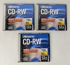 3 MEMOREX CD-RW 3 Pack 12X 700MB 80 Min Compact Discs NEW