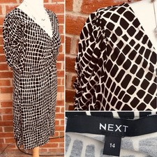 NEXT Size 14 Black Cream Dress Evening  Spring Wedding Holiday Excellent L7