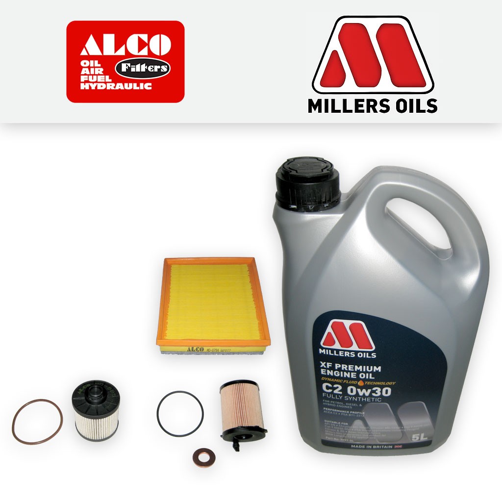 SERVICE KIT for PEUGEOT 508 1.6 BLUEHDI OIL AIR FUEL FILTERS +OIL (2014-2018)
