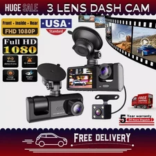 2'' Dash Cam 1080P Car Camera Front Rear Night Vision W/32GB SD Card 3 Channels
