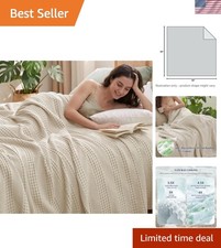 Cooling Waffle Blanket Queen Size, Lightweight 60 Rayon from Bamboo  40 Co...