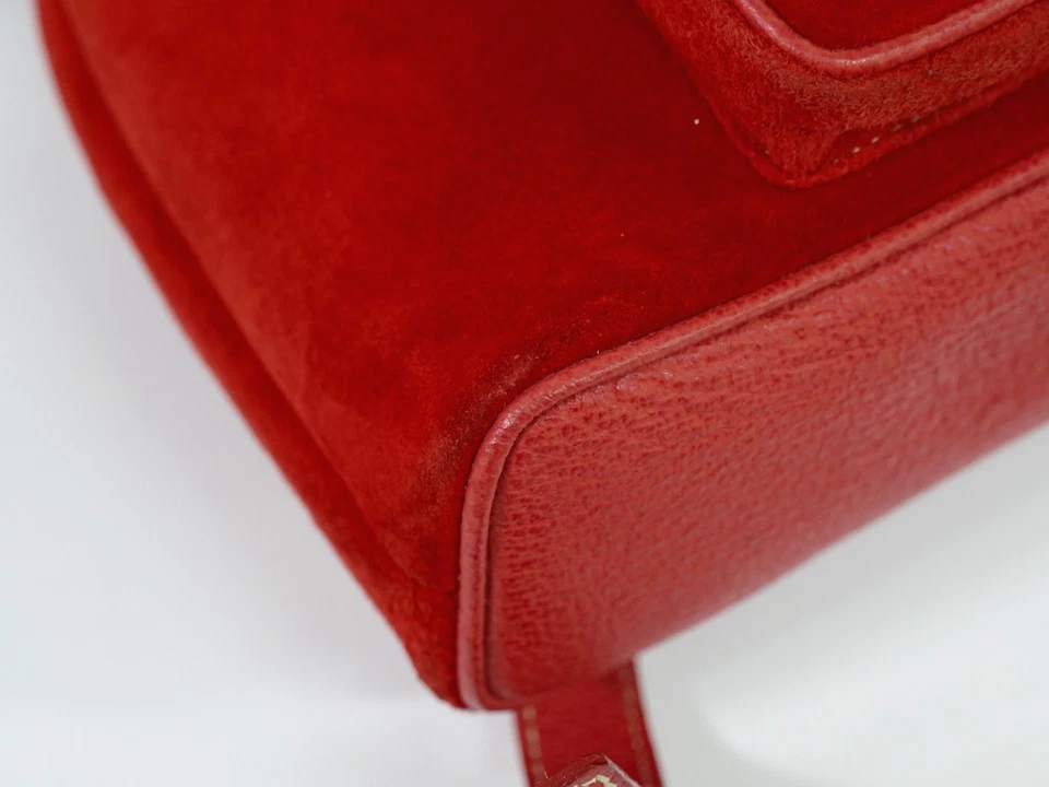 GUCCI Bamboo Suede Mini Backpack Red Gold - Image 4 of 4