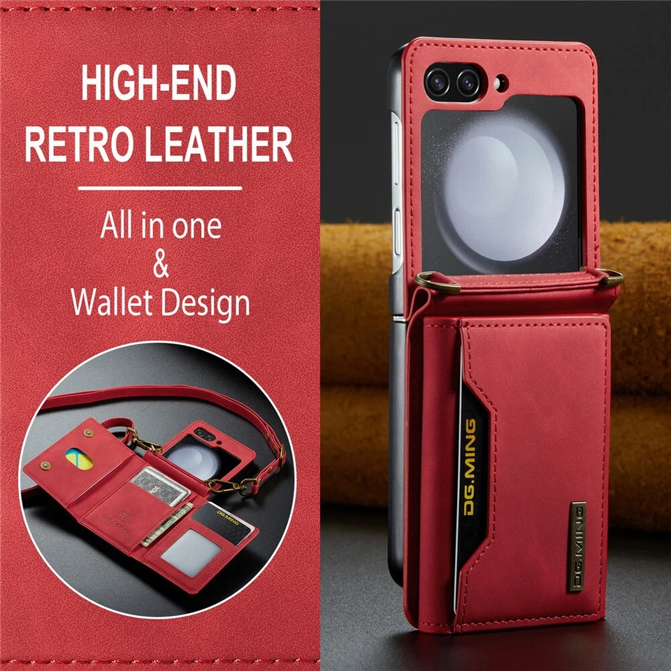 Leather Flip Case Wallet Cover With Strap For Samsung Z Flip 7 FE 6 5 4 3 5G - Image 2 of 4