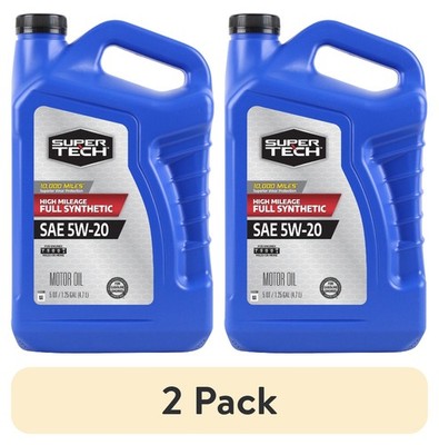 2 Pack Super Tech High Mileage Full Synthetic SAE 5W-20 Motor Oil, 5 Quarts