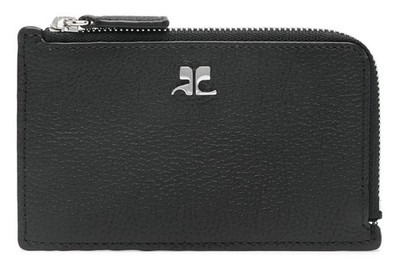 Courreges 'Leather Zipped AC Logo Cardholder' Authentic Designer Wallet Blk NWT!