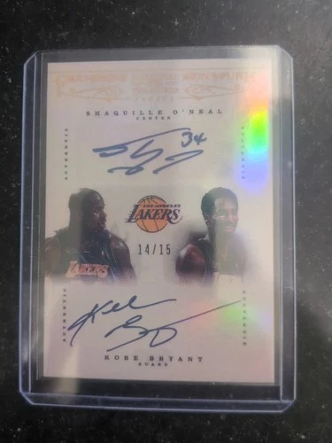 Kobe Bryant Shaquille O'Neal Dual Auto /15 Chaser guaranteed auto/relic/#"d card