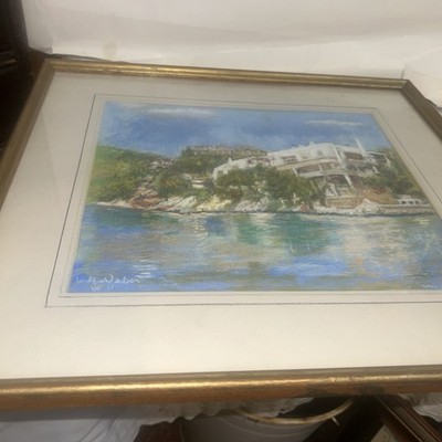 Barbados Vintage Aquarell Gemälde Wv 91 gerahmt Wilfred Verber