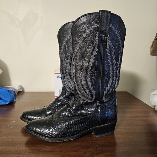 Dan Post Python Western Cowboy Boots Black Men's 7.5EW Pre Owned | eBay