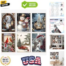 6 Pack Christmas Paint by Numbers Kit for Adults, Snowman Adult Paint by Numb...