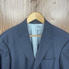 Hugo Boss Sport Coat Mens 42R Blue Solid 100 Guabello Super 130s Italy Wool