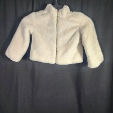 OshKosh B'gosh Cream Faux Fur Jacket Kids Size 4T Zip Front Cozy Warm