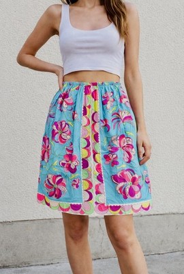 Emilio Pucci for Formfit Rogers Vintage 1960s Multi Color mini Slip skirt Size M