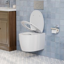 HOROW Elongated Wall Hung Toilet with Soft Closing UF Seat, MAP 1000g Dual Flush