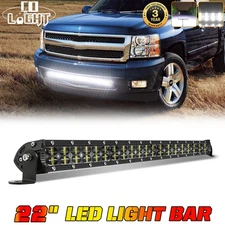 22'' Dual Row LED Light Bar Car Bumper For 07-13 Chevy Silverado 1500/2500/3500