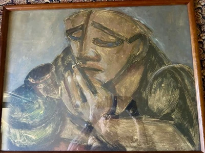 BORSI MANFREDO 1900/1967 VISAGE HOMME PASTEL CRAYON GRAS - Photo 1/2