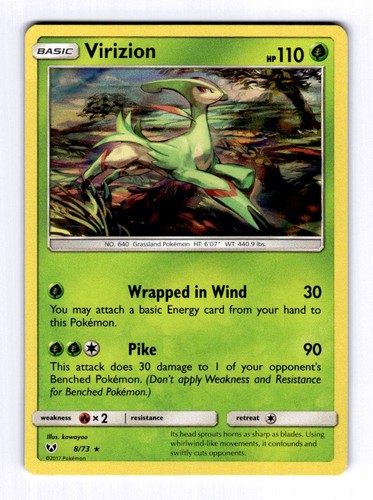 Virizion Shining Legends #8 (2017) Holo NM Pokemon