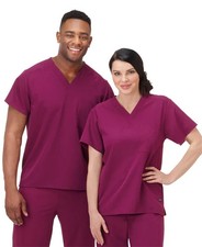 Unisex Scrub Set - V-neck Top  Drawstring/Elastic Pants Scrub Set
