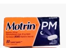 Motrin PM Caplets, 200 mg Ibuprofen & 38 mg Sleep Aid, 80 CT 02/2026+