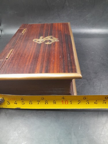 Caja de madera náutica vintage de latón con incrustaciones en forma de libro ¡Fabuloso! 18x12x6 Cms - Imagen 15 de 17