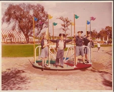 Annette Funicello Karen Cubby & Darlene on playground roundabout color photo
