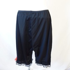 Vtg Vanity Fair Slip Shorts Nylon Pettipants Bloomers Lace Black M 7 Pillowtab