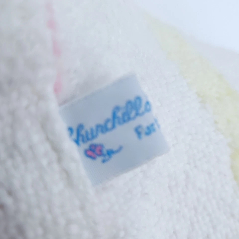 Manta para bebé Churchill Weavers telar manual Berea KY blanco rosa amarillo rayas suave Foto 2 de 3