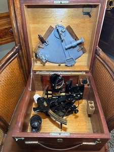 1970 C Plath Hamburg Brass Sextant In Factory Case with CRUVER Lifeboat Sextant.