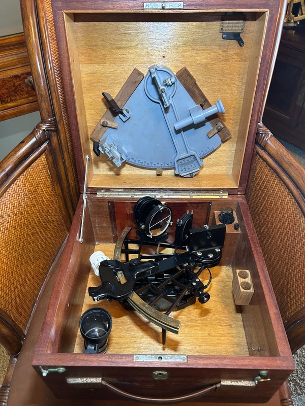 1970 C Plath Hamburg Brass Sextant In Factory Case with CRUVER Lifeboat Sextant.