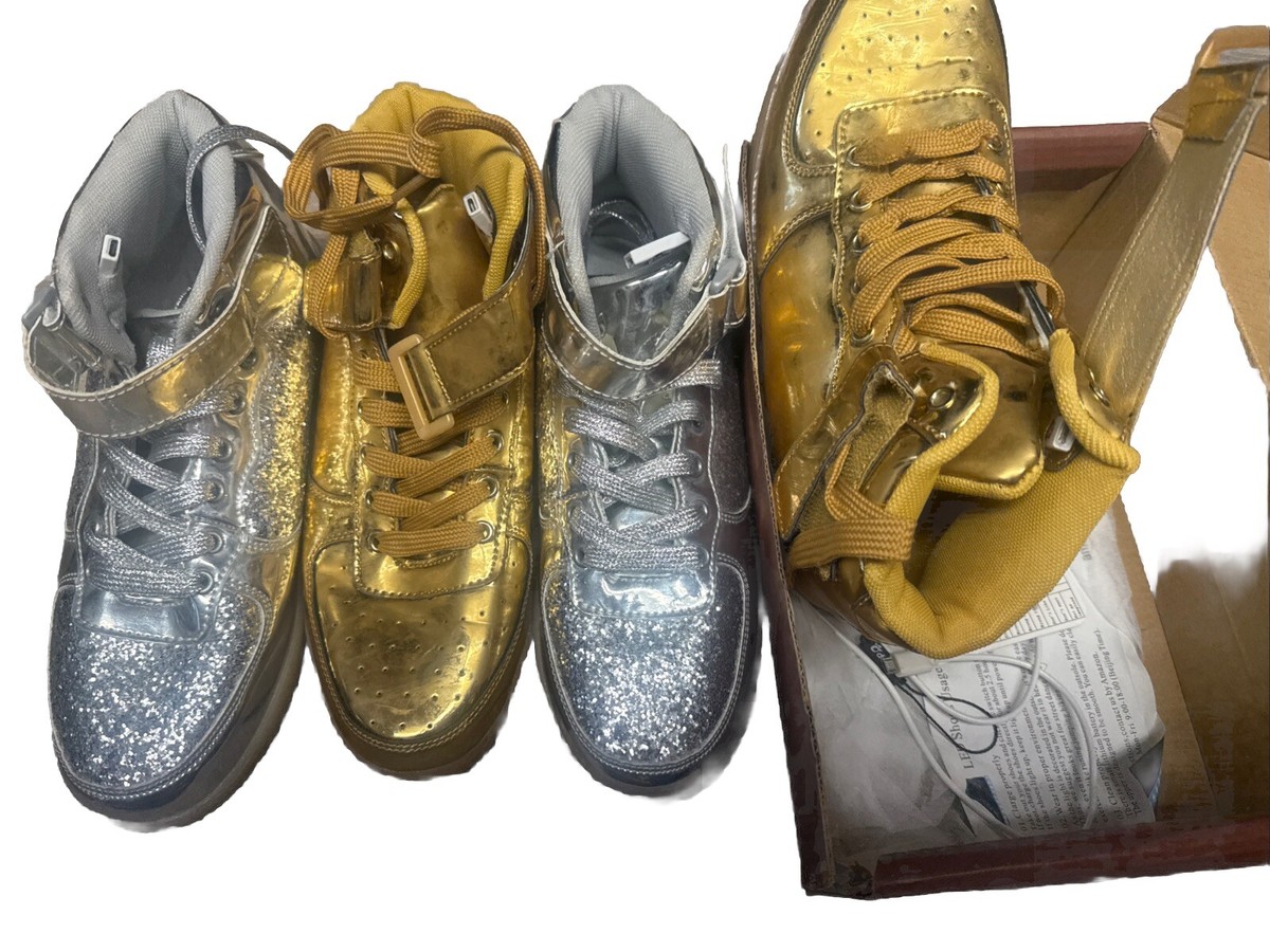 Lot of Dema gold/silver high top lace up sneakers size US