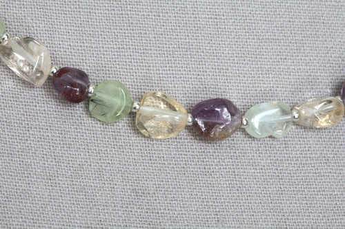 CITRINE, LODALITE AMETHYST & PREHNITE NECKLACE 19" ~ 925 STERLING SILVER - Picture 2 of 2