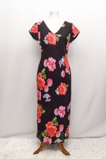 Vintage Evan Picone womens dress black red floral midi M+ 90s