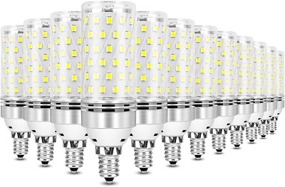 E12 LED Bulbs, 12 Pack - Daylight 6000K, 16W Candelabra LED, CRI80+, 120W Equiva