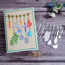 Kitchen Ware Banner Metal Cutting Dies Die Cuts Stencil Scrapbooking Paper Craft
