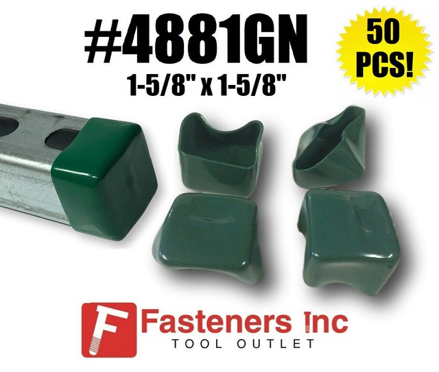 (QTY 50) Plastic GREEN End Caps Unistrut Strut Channel 15/8'' 4881GN