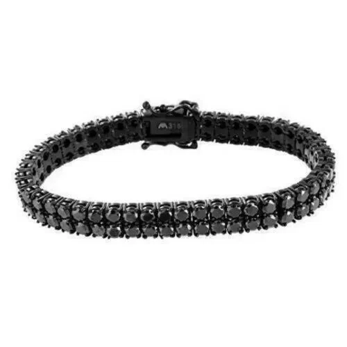 VALENTINO Bracciale Tennis 13 CT Taglio Tondo Diamanti Neri Creato in Laboratorio Finitura Oro Nero 14K