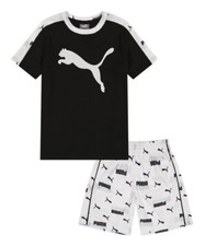 PUMA BOYS OUTFIT - 231 WHITE BLACK SZ 6 - BASKETBALL SOCCER SHIRT SHORTS SET 2