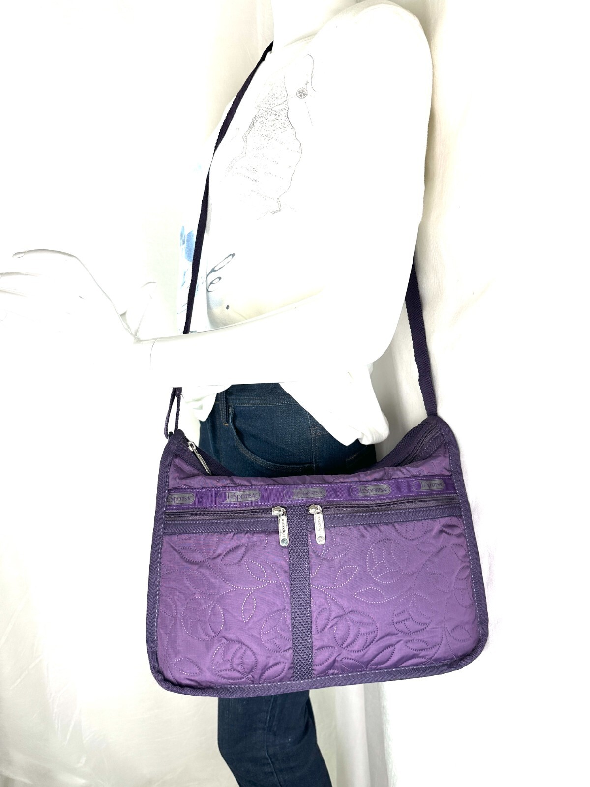 LeSportsac Purple Quilted Nylon Large Crossbody Bag P… Gem