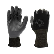 Atlas 370B Nitrile Palm Coating Glove, Black, Medium (Pack of 12 Pairs)