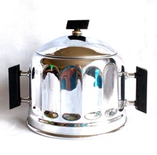 Demeyere Art Deco Covered Sugar Bowl / Chrome & Bakelite / Antique Belgiam