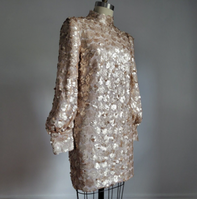 ELLIATT ROSE GOLD SEQUIN COCKTAIL DRESS w/ MOCK TURTLENECK & FULL CUFFED  SLEEVES | eBay